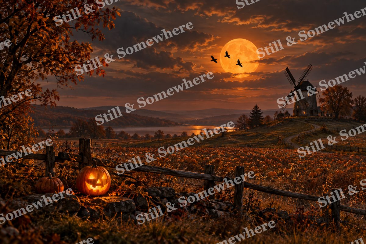 Crows over the Windmill, original artwork preview