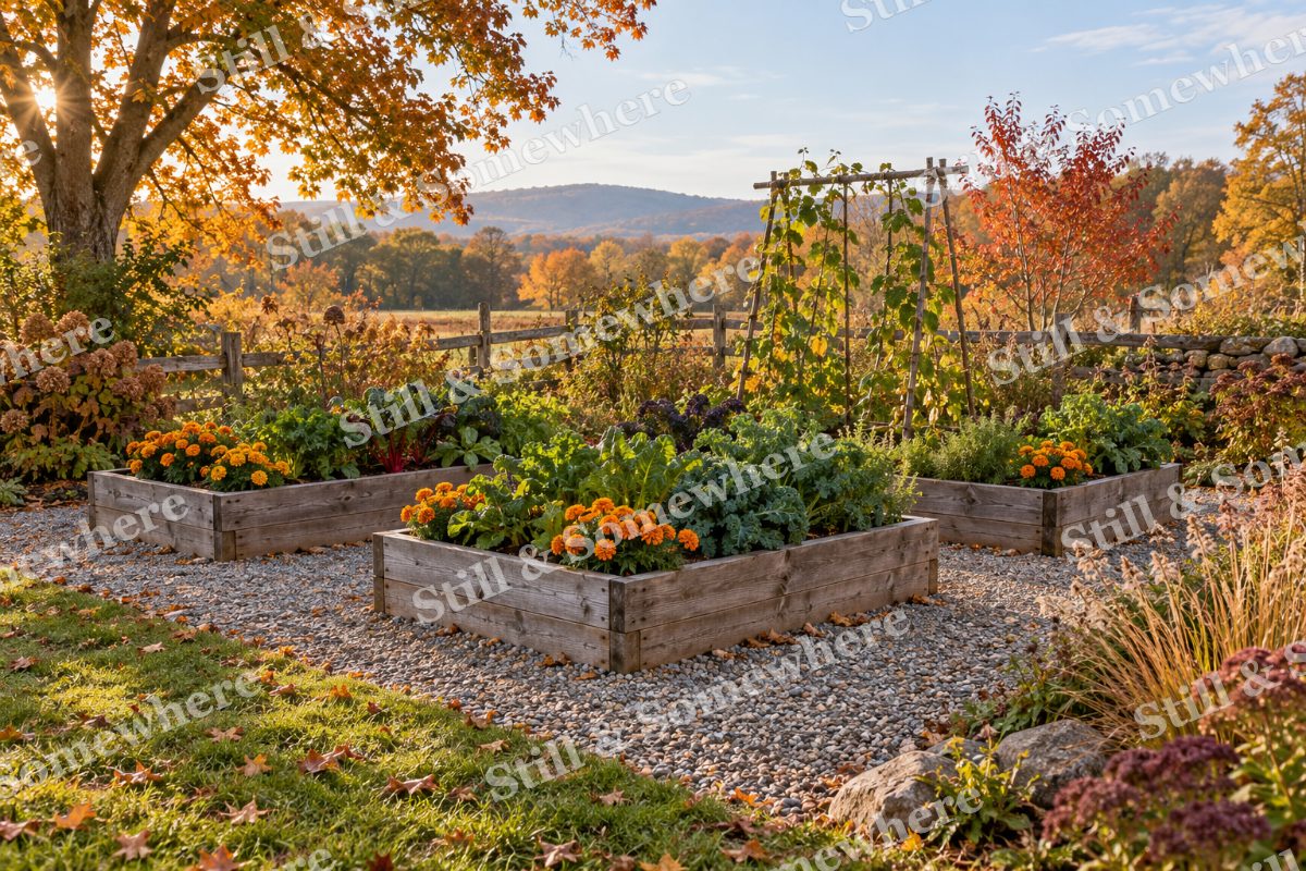 Marigolds in the Kitchen Garden, original artwork preview