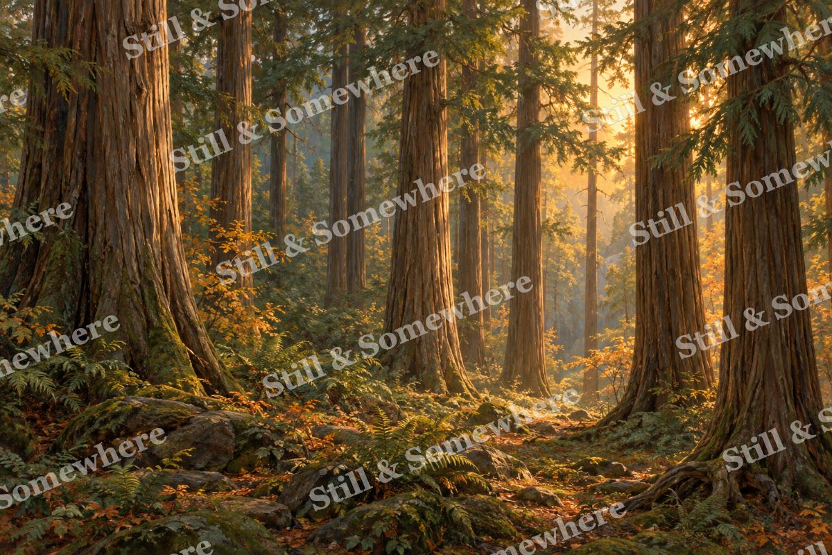 Amber Light in the Cedar Grove, original artwork preview