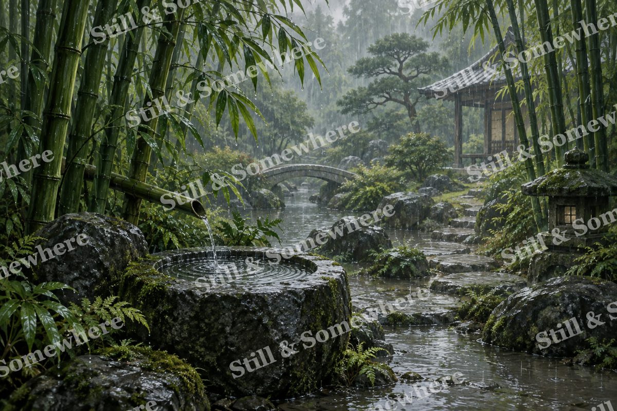 Bamboo Garden in Soft Rain, original artwork preview