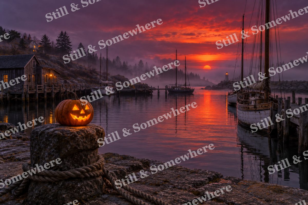 Last Light at the Halloween Marina, original artwork preview