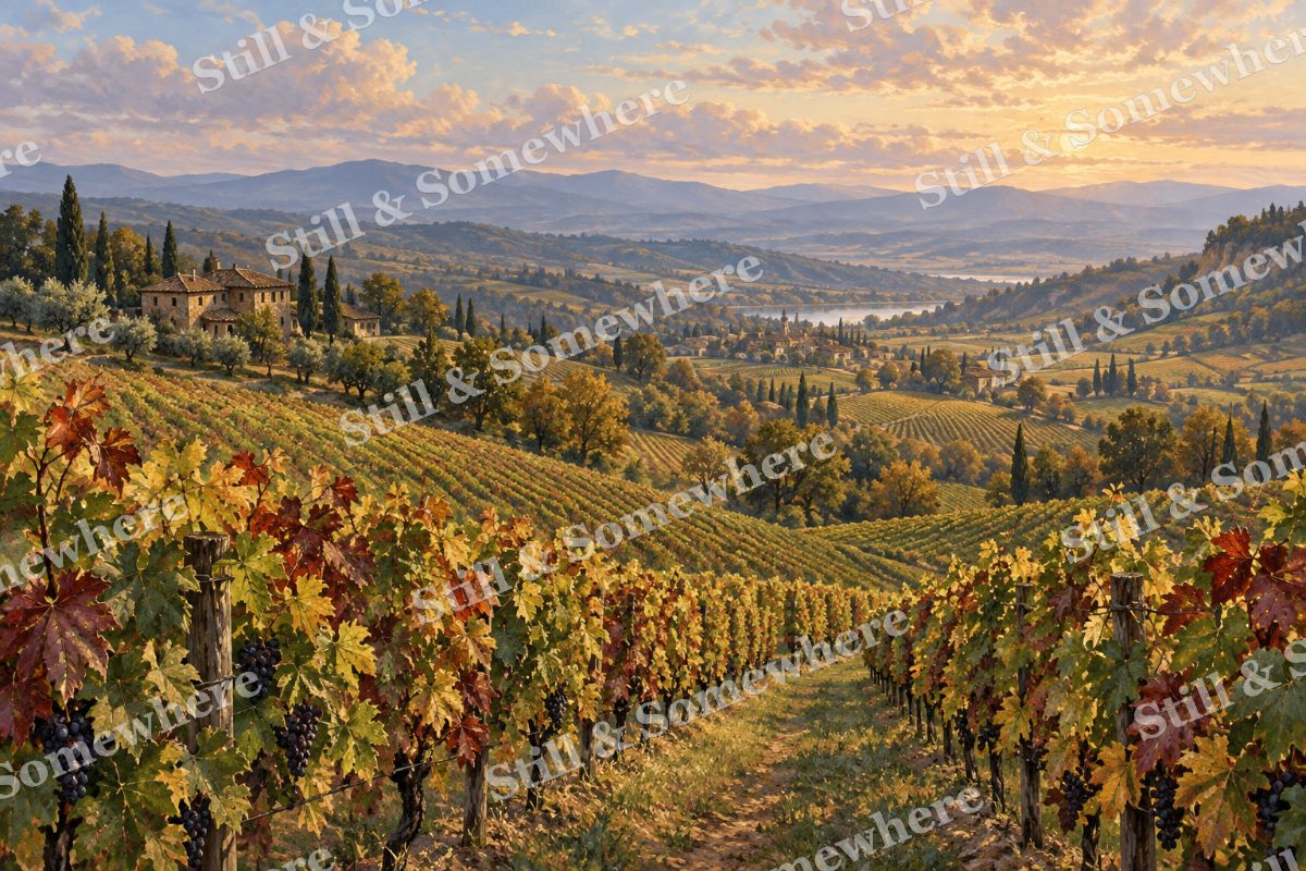 Grapevines across the Valley, original artwork preview
