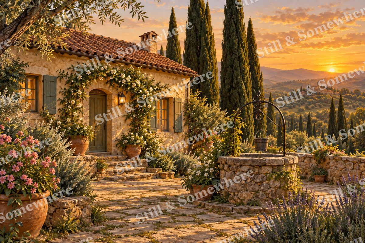 Cypress Cottage by the Old Well, original artwork preview