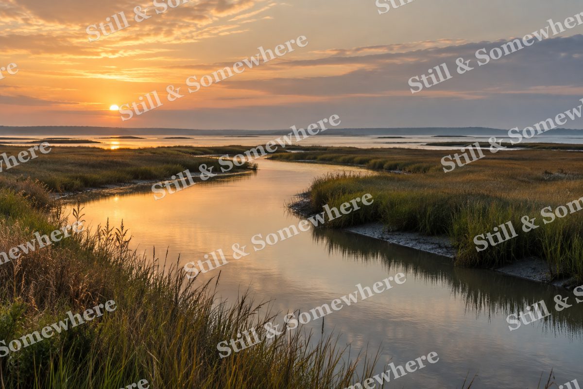 Landscapes Sunrise Along a Salt Marsh Creek, original artwork preview