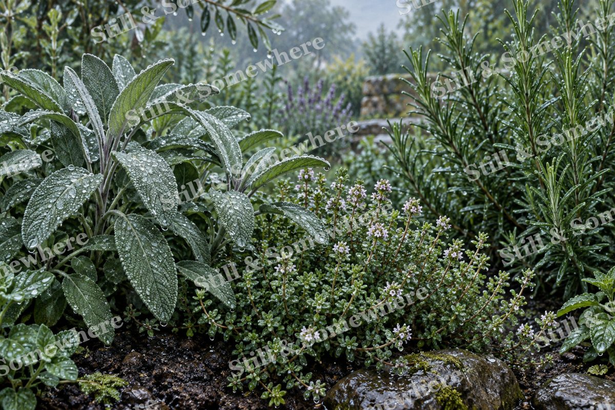 Herb Garden after Rain, original artwork preview