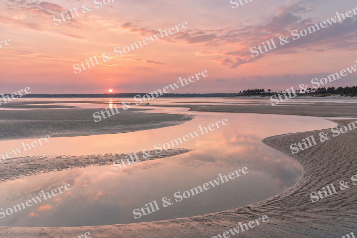 Landscapes Blush Sky Over a Quiet Sandy Estuary, original artwork preview