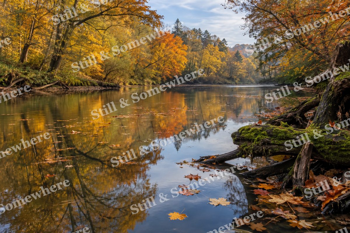 The Still Backwater in October, original artwork preview