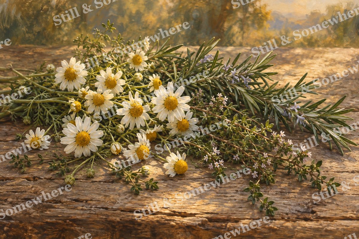 Chamomile and Autumn Herbs, original artwork preview
