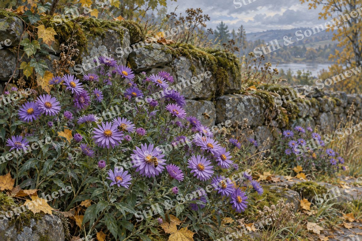 Asters beside the Stone Wall, original artwork preview