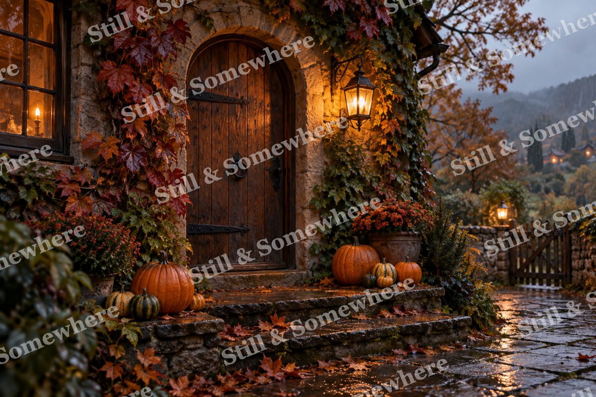 23 Cottage Door In The Rain, original artwork preview