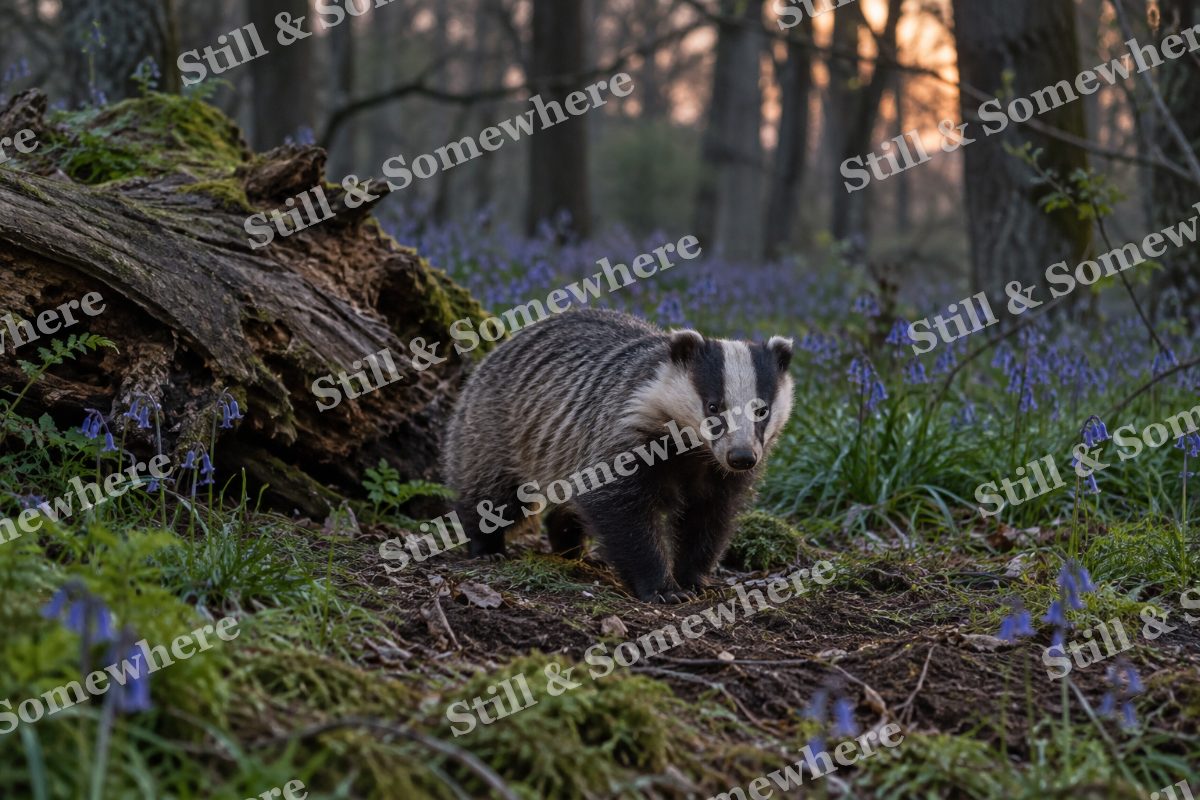 Badger Bluebell Wood, original artwork preview