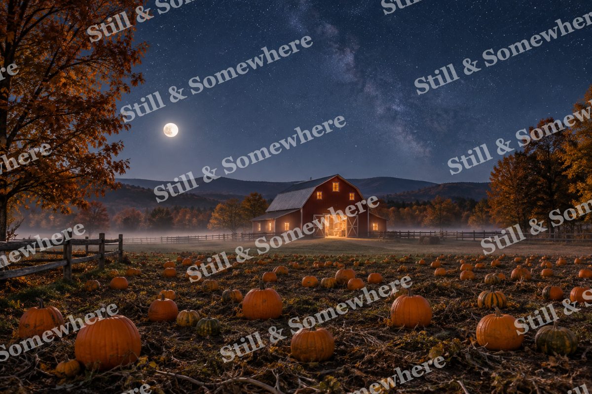 35 Pumpkin Farm Under Stars, original artwork preview