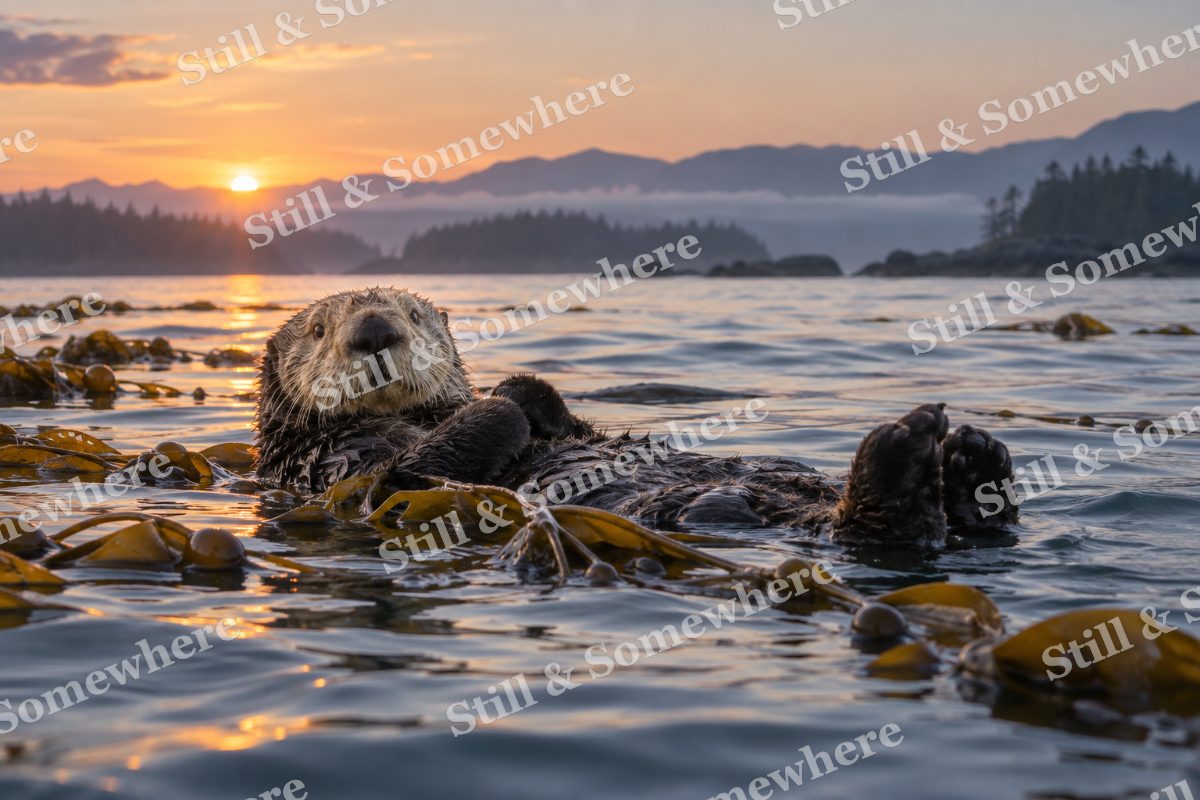 Sea Otter Kelp Dawn, original artwork preview
