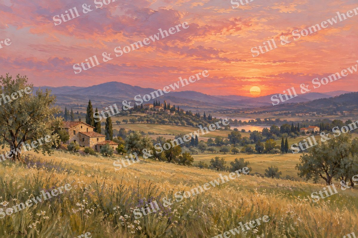 Fields beneath a Rose Sky, original artwork preview