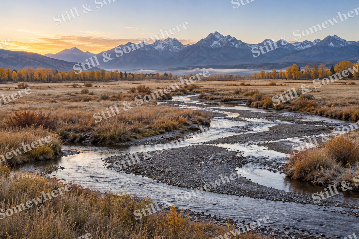 October Dawn on the Braided Creek, original artwork preview