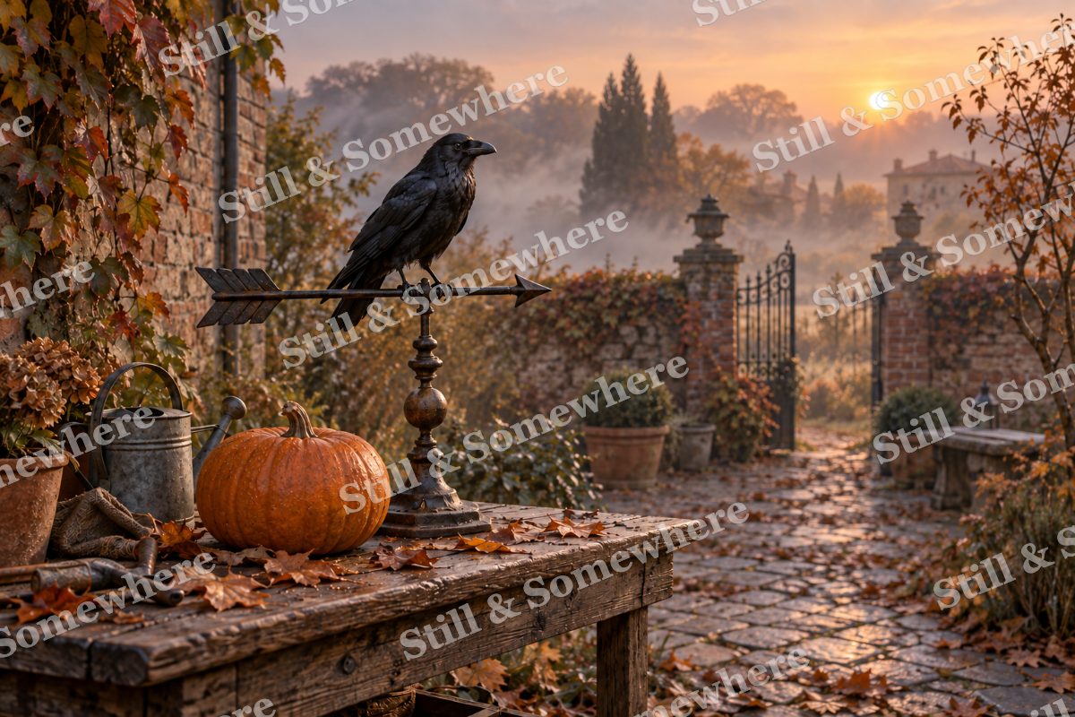Raven on the Weather Vane, original artwork preview