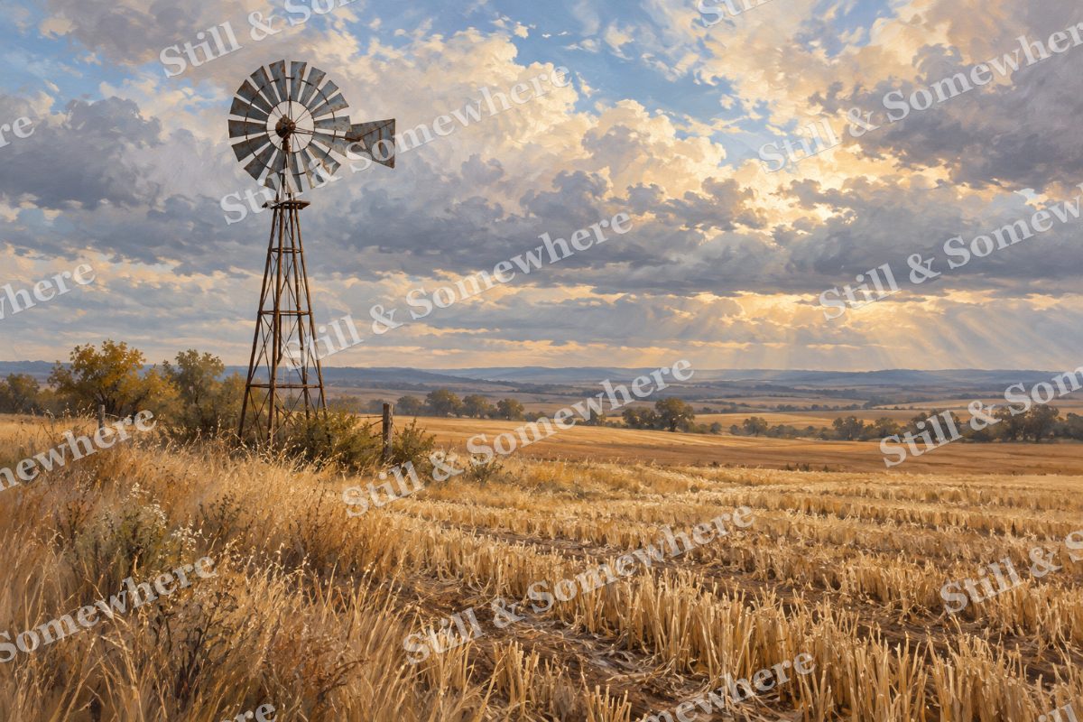 Windmill above the Wheat Stubble, original artwork preview