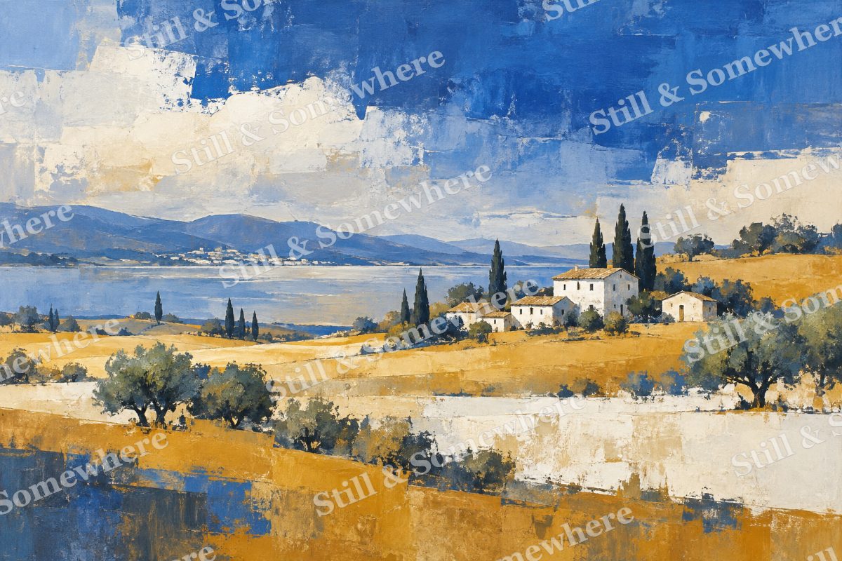 Ochre and Cobalt Horizon, original artwork preview