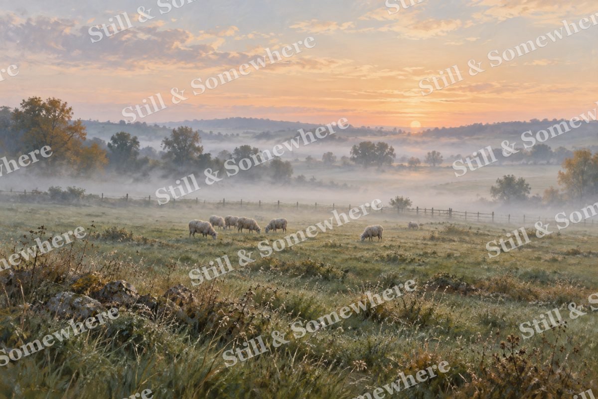 Morning Mist over the Pasture, original artwork preview