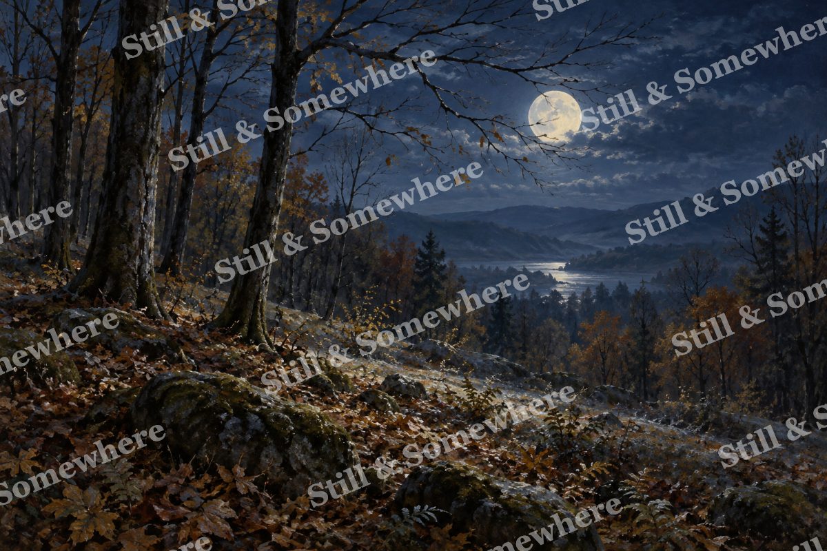 Moonrise through Bare Branches, original artwork preview