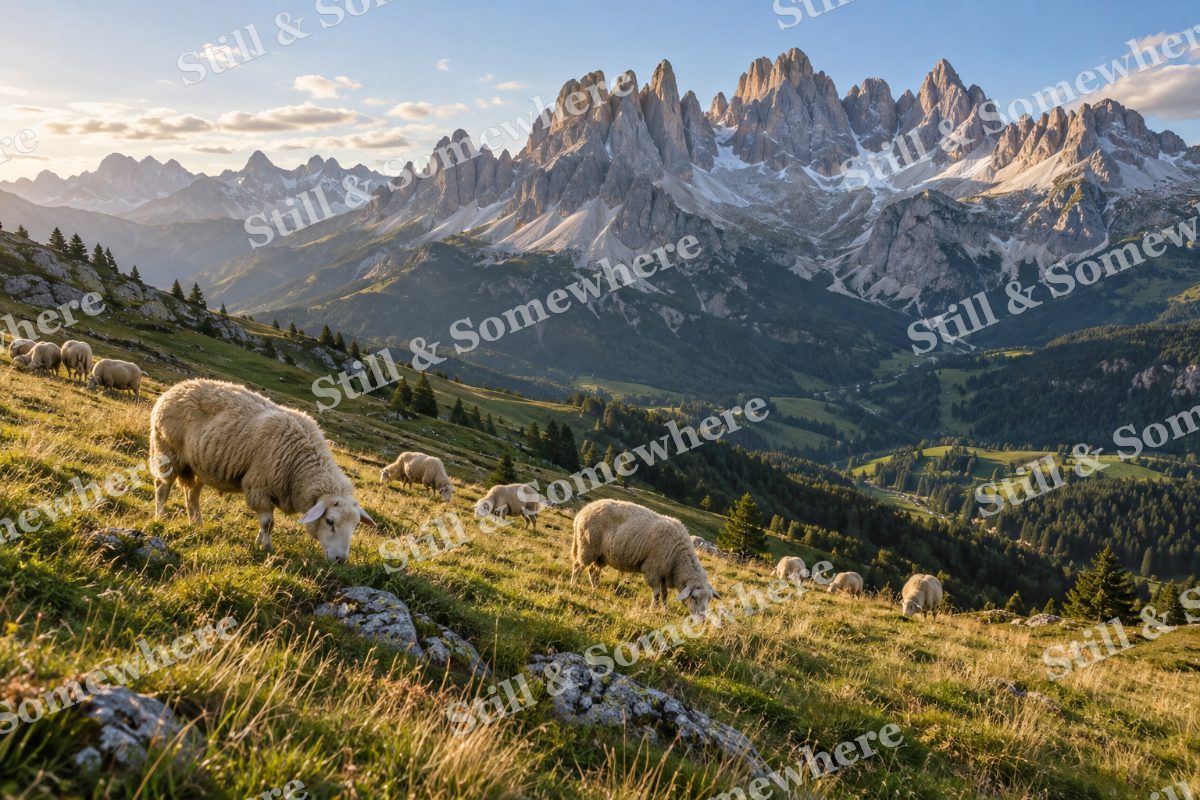 Alpine Pasture Sheep, original artwork preview