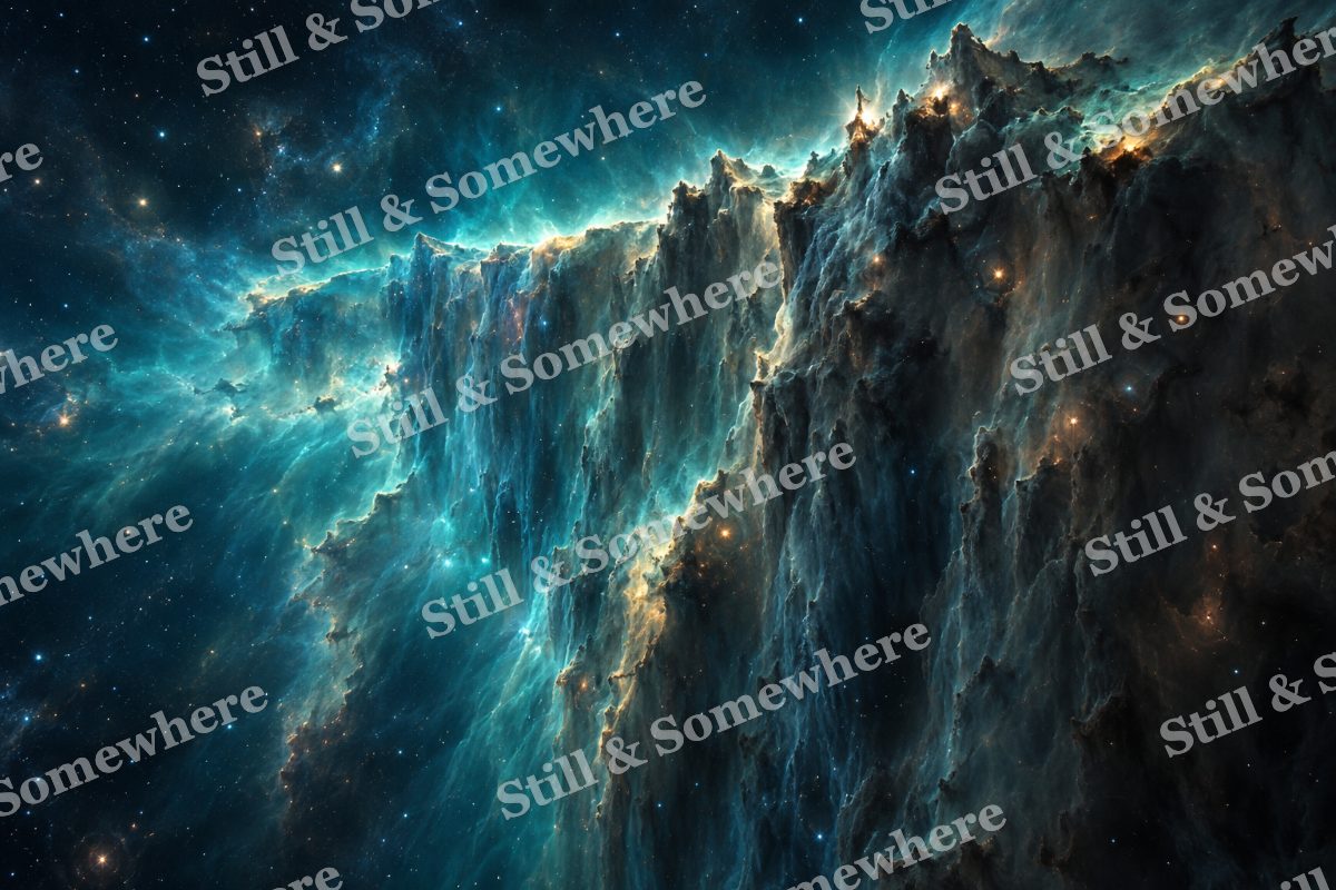Space 06 Teal Nebula Wall, original artwork preview