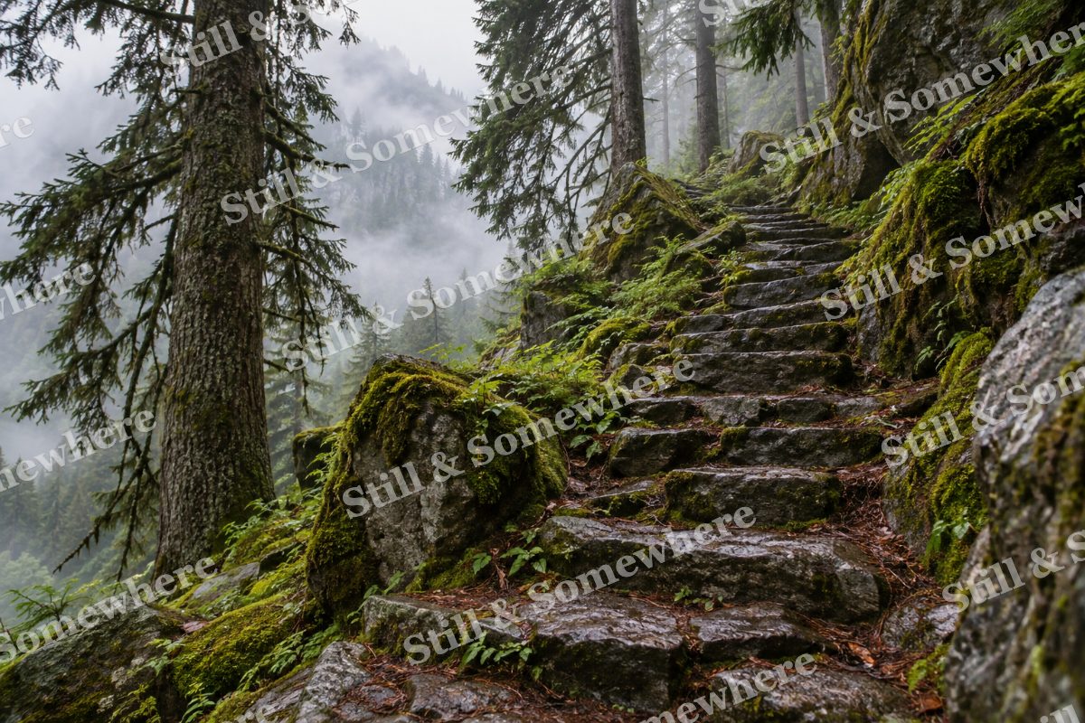 Mossy Stone Steps, original artwork preview