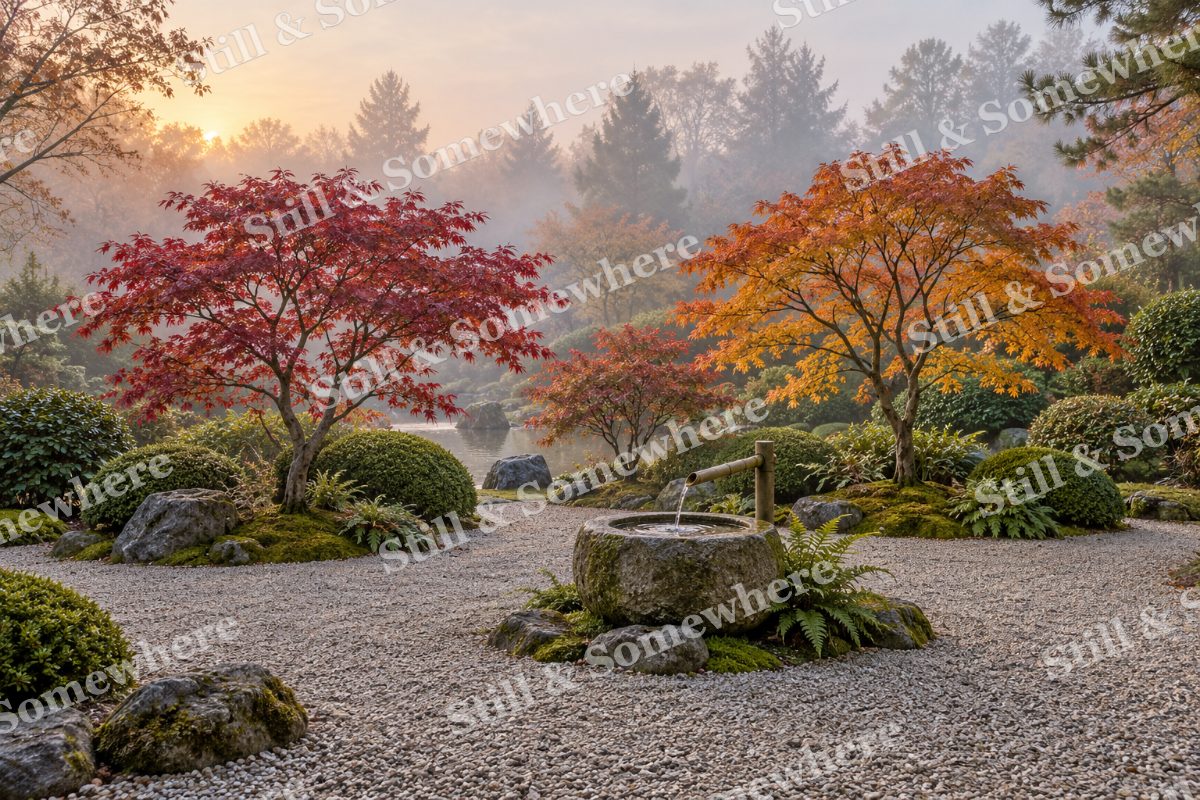 A Quiet Garden in Fine Mist, original artwork preview