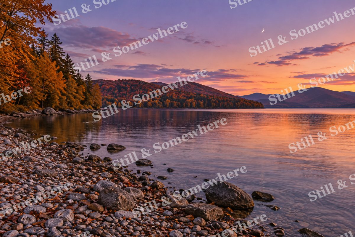 The Pebbled Shore at Dusk, original artwork preview