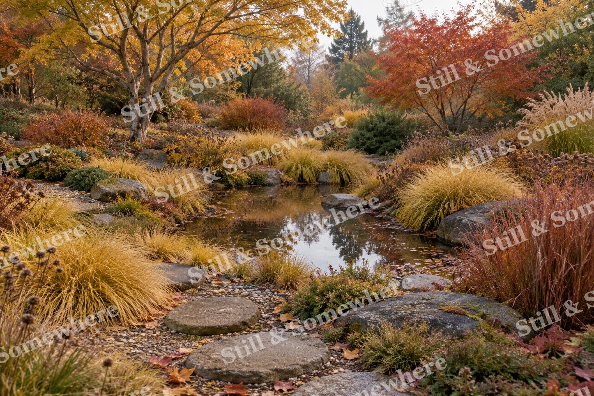 The Rain Garden in Gold, original artwork preview