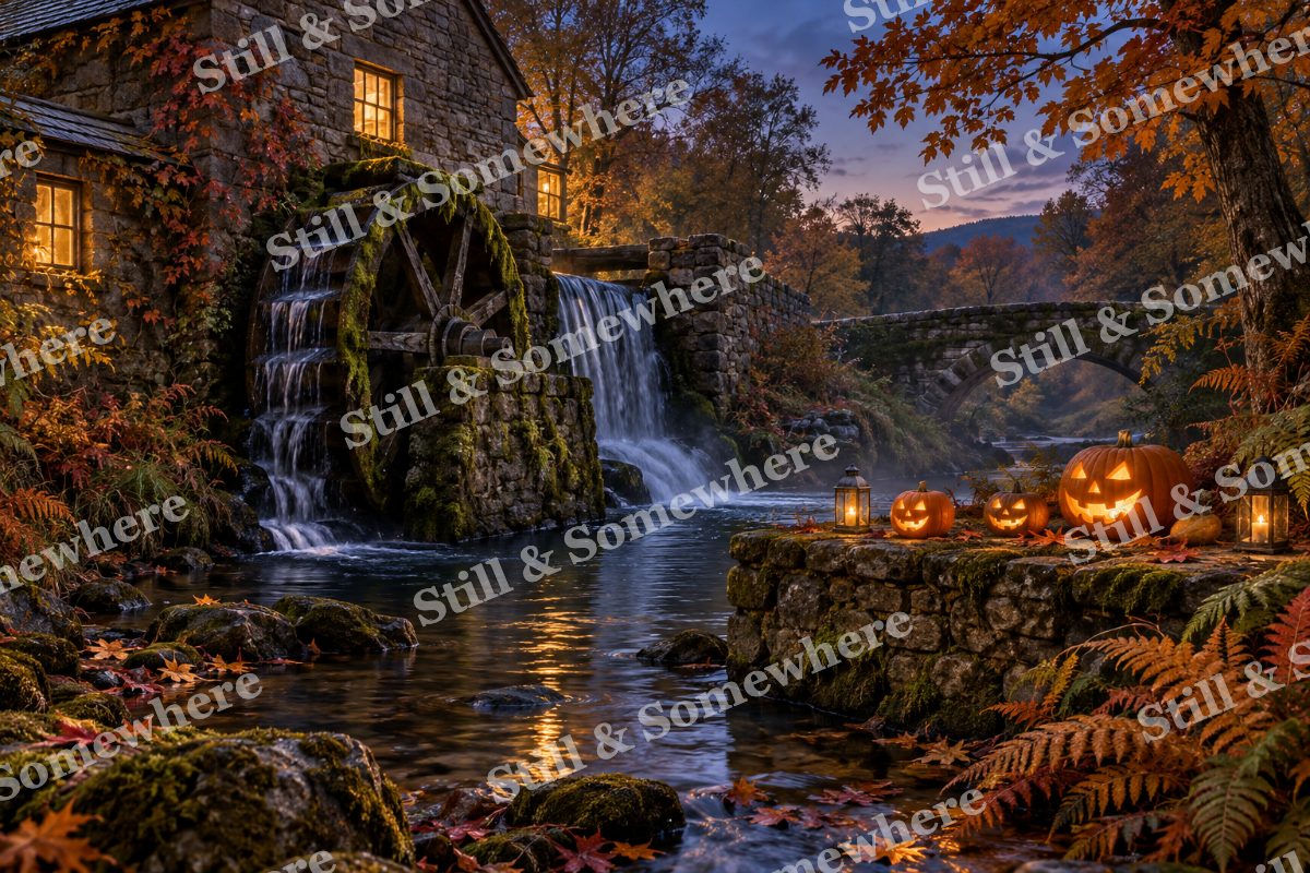Pumpkin Lights at the Old Mill, original artwork preview