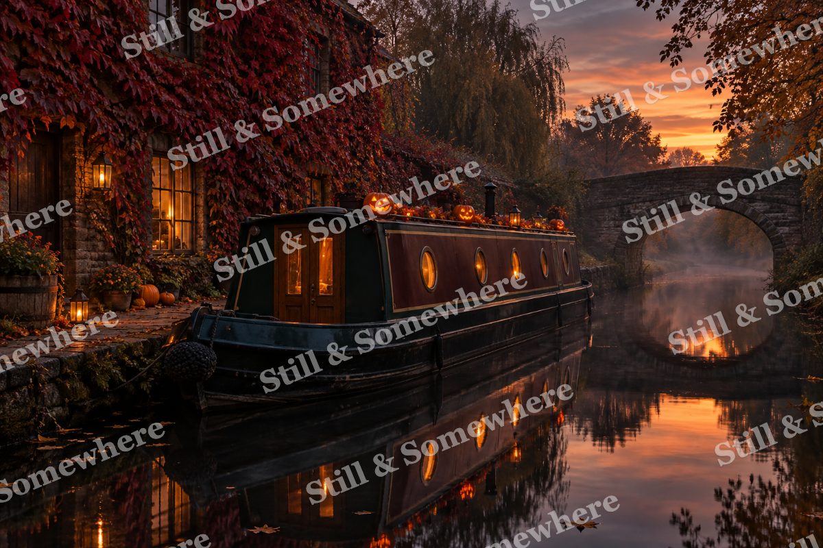 Lanterns on the Canal Boat, original artwork preview