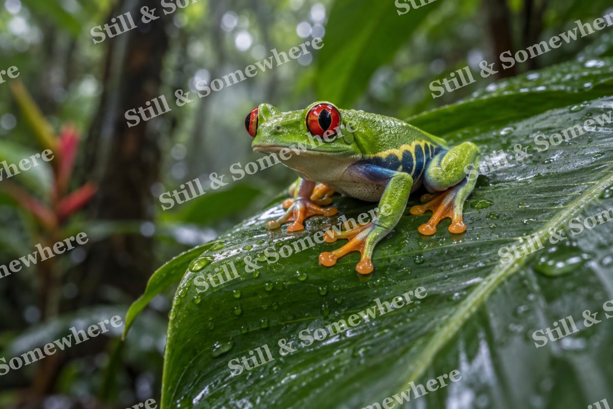 Red Eyed Tree Frog Leaf, original artwork preview