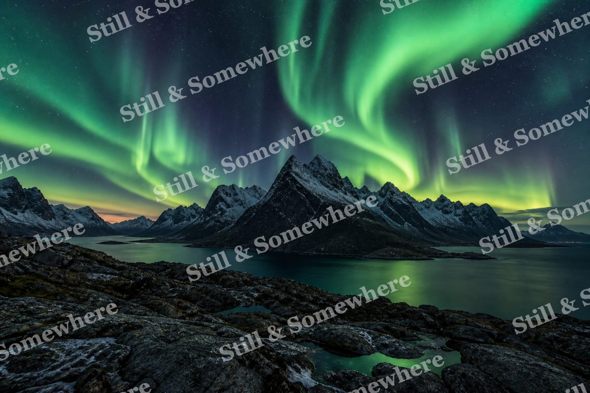 Green Aurora Night, original artwork preview