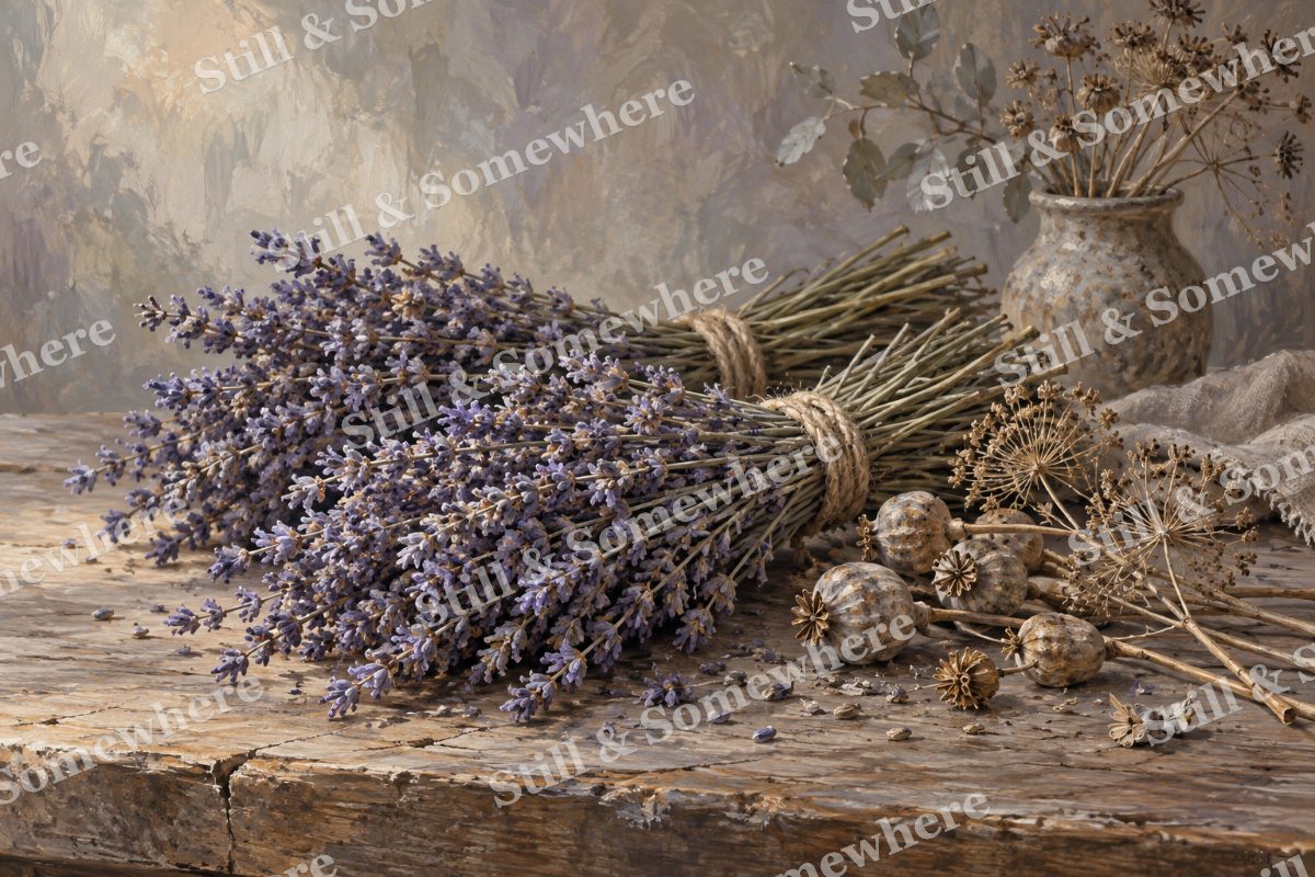 Lavender Bundles and Seed Heads, original artwork preview