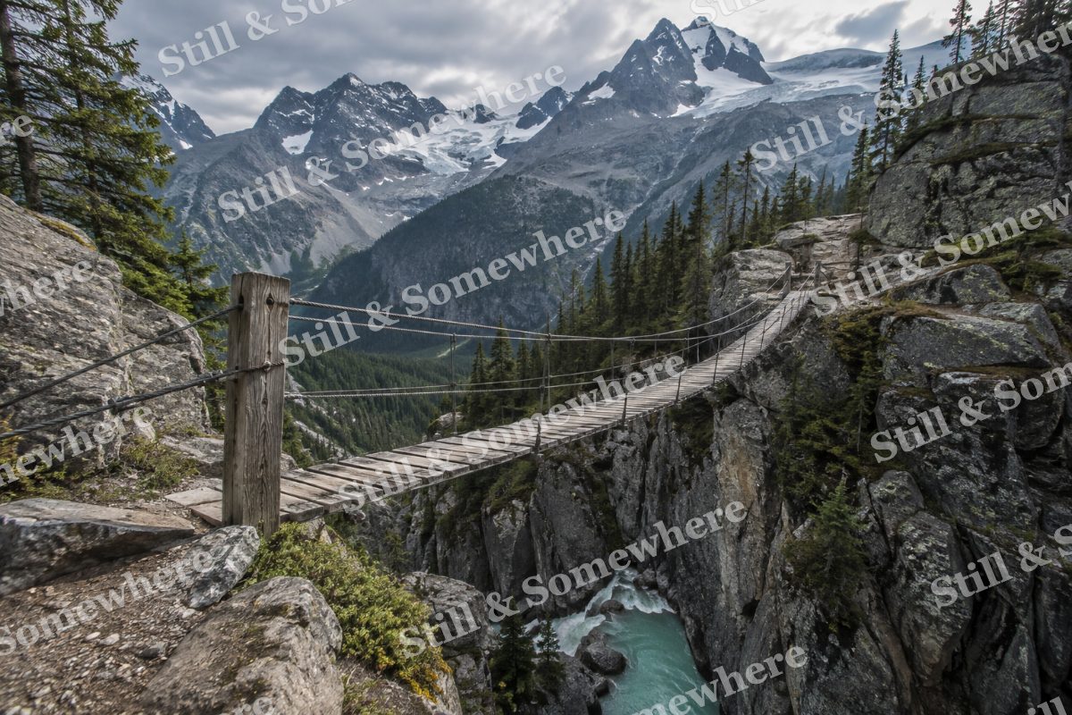 Wooden Footbridge Alpine Gorge, original artwork preview