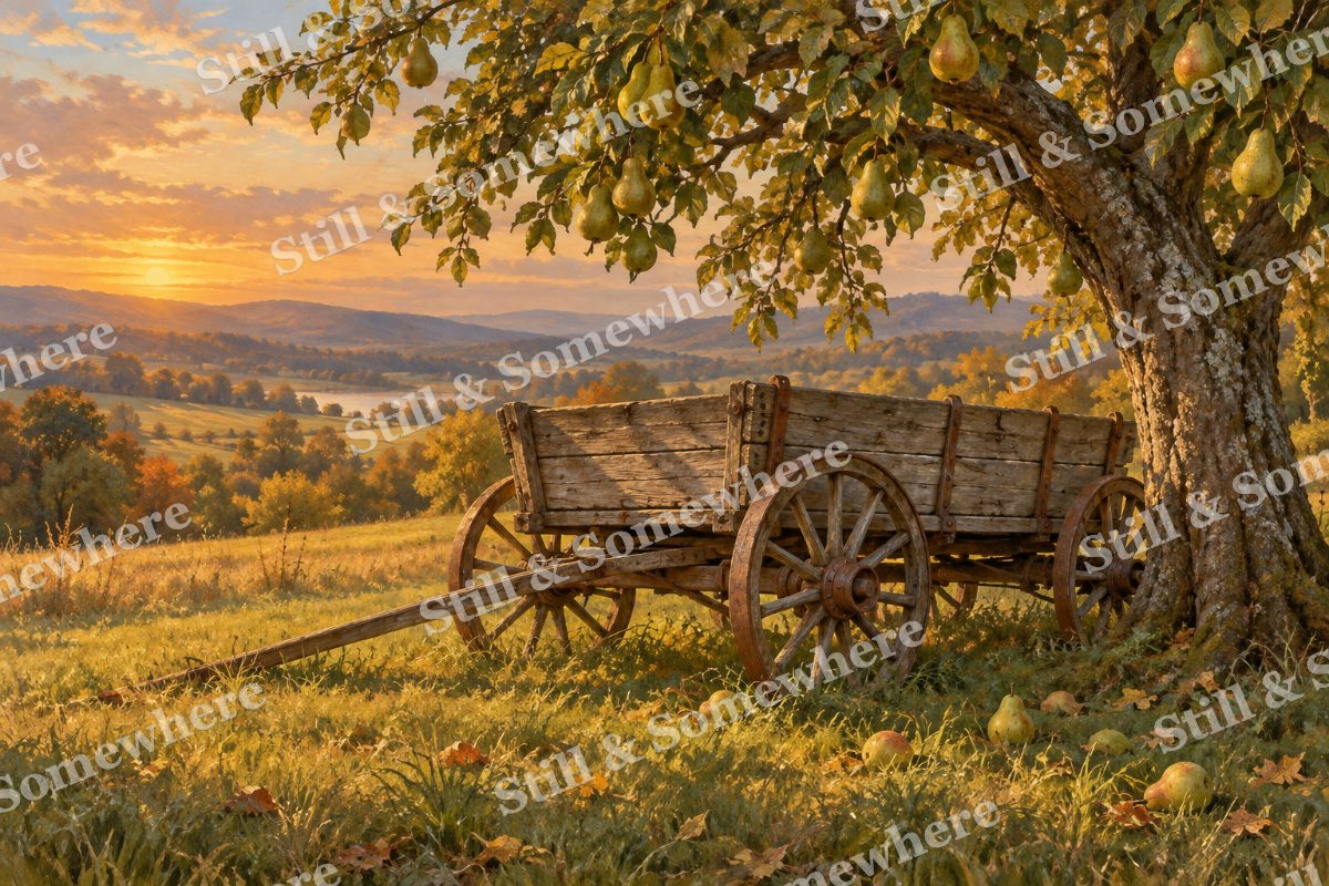 Old Wagon beneath the Pear Tree, original artwork preview