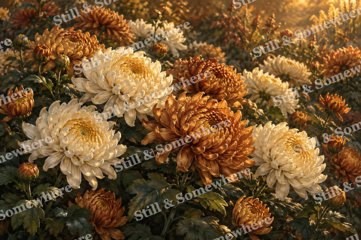 Chrysanthemums in Bronze Light, original artwork preview