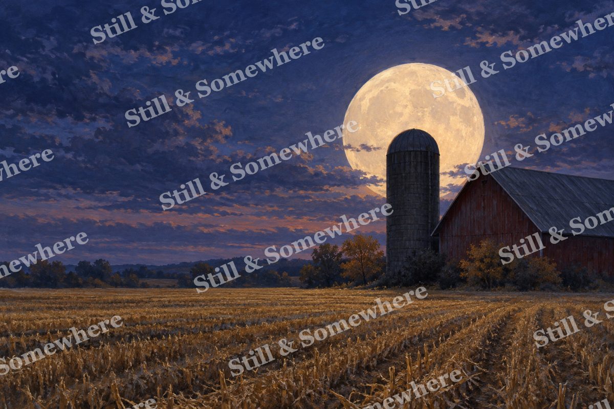 Harvest Moon over the Silo, original artwork preview