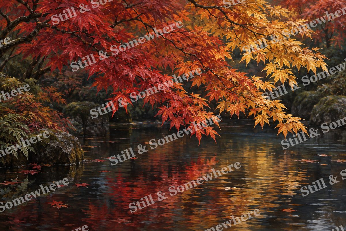 Japanese Maple in Red and Gold, original artwork preview