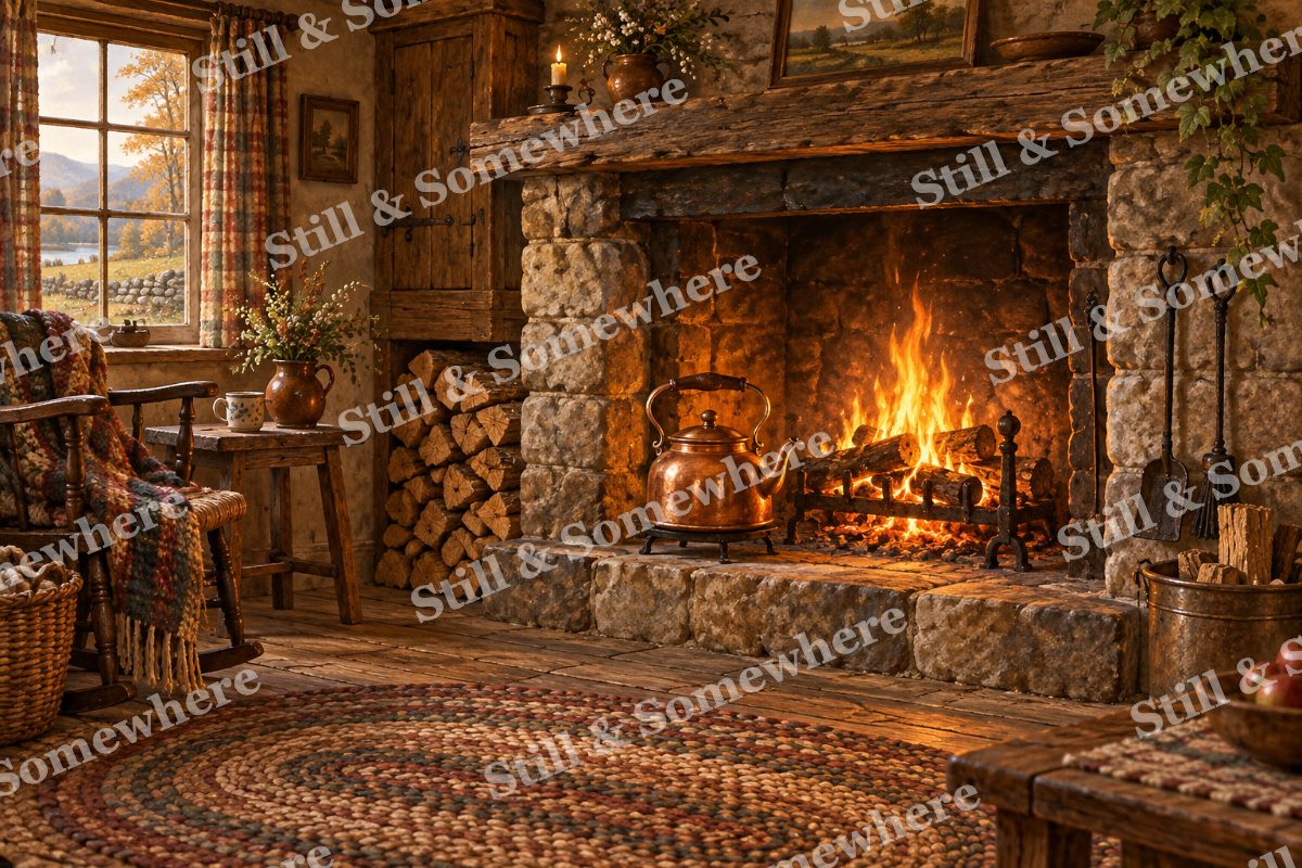 Copper Kettle by the Hearth, original artwork preview