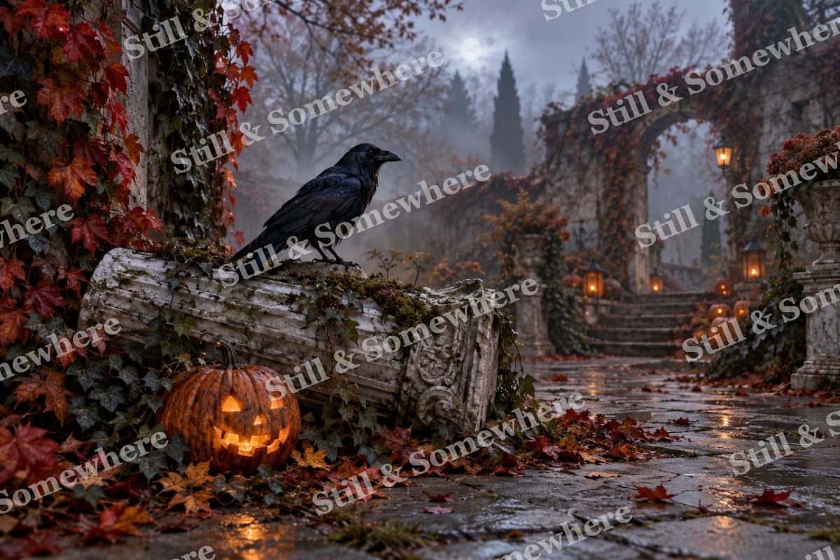 Raven beside the Broken Column, original artwork preview