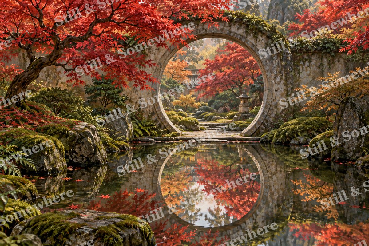 Moon Gate in the Maple Garden, original artwork preview