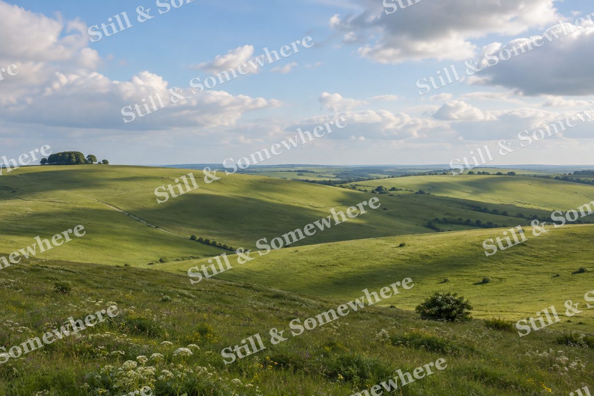 Landscapes Cloud Shadow on Empty Green Downs, original artwork preview