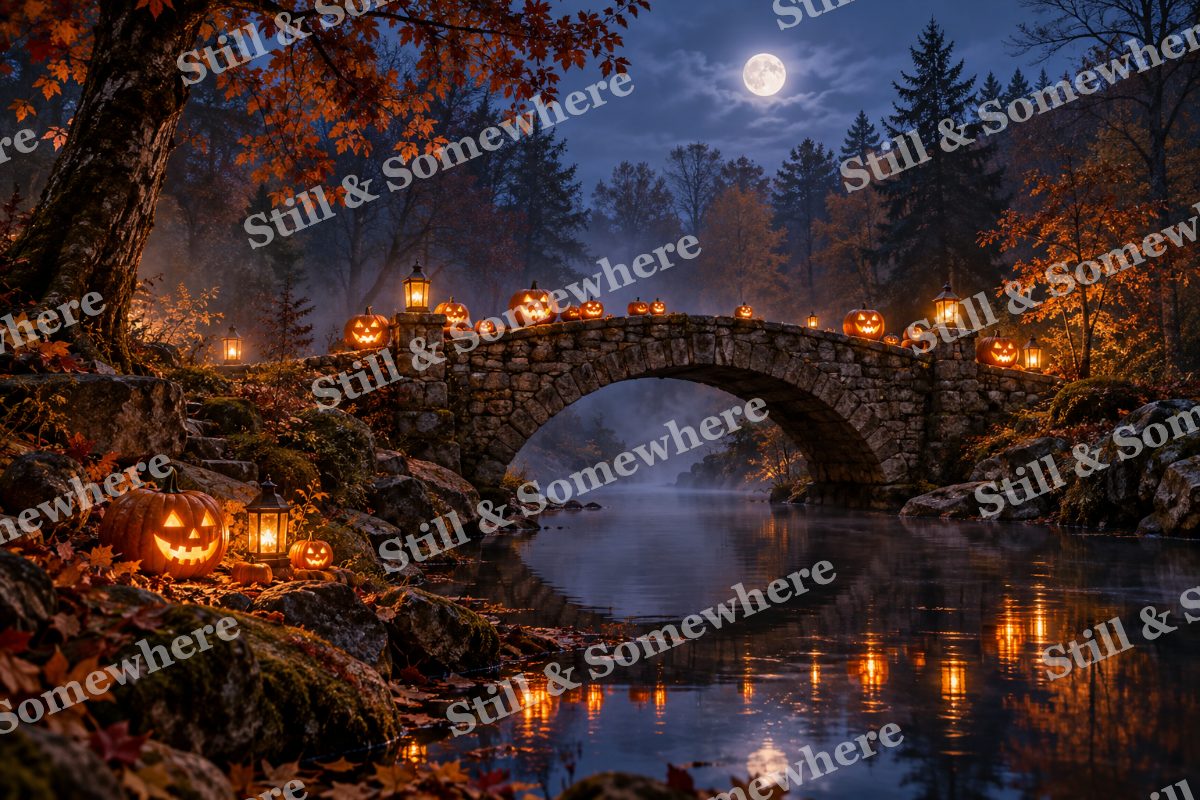 08 Pumpkin Bridge Reflection, original artwork preview