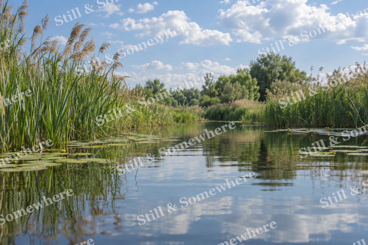 Reeds and Calm Marsh Channel, original artwork preview