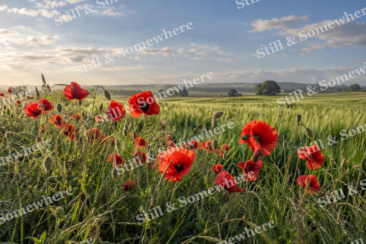 Spring Poppies Along a Field Edge, original artwork preview
