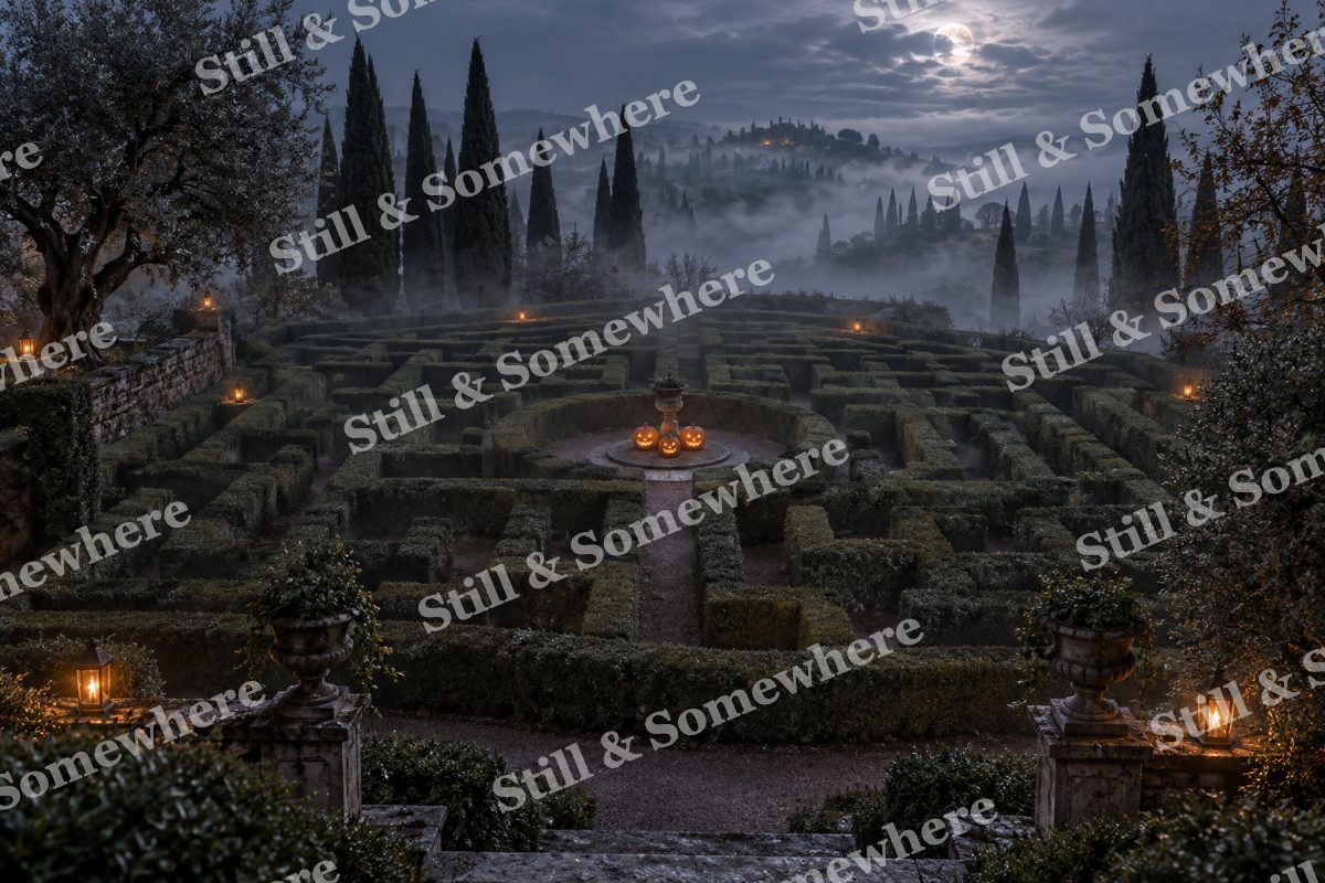 Moonlit Hedge Maze, original artwork preview