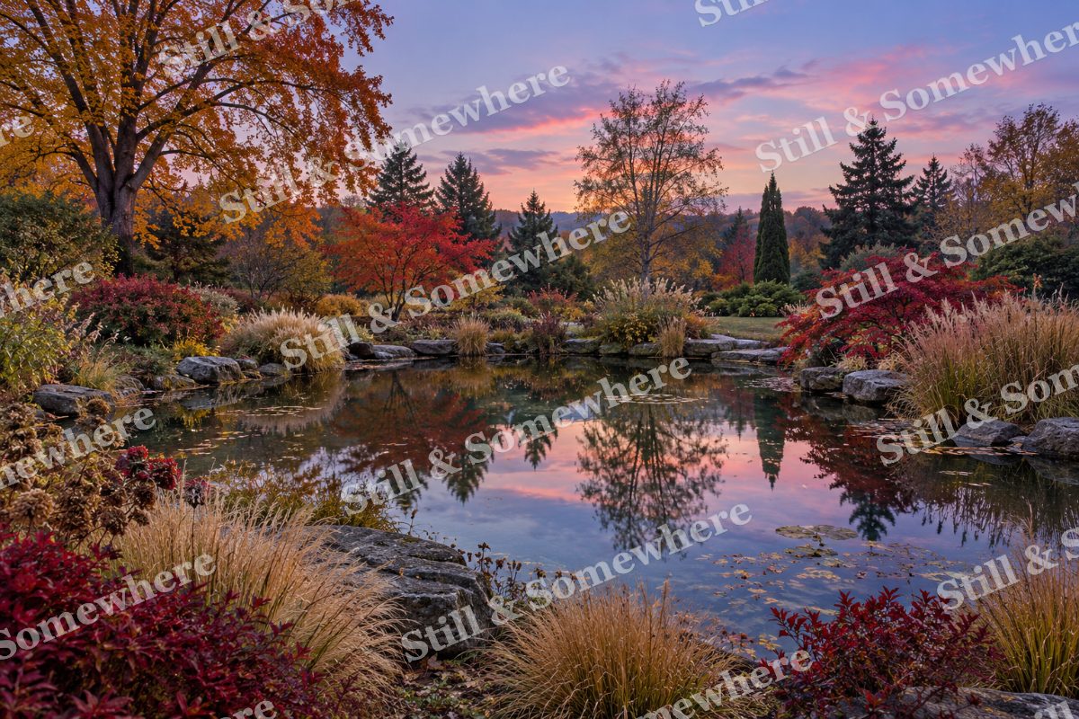 The Garden Pond at Blue Hour, original artwork preview
