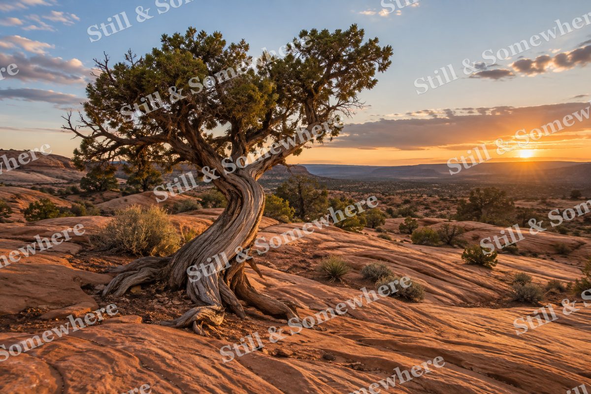 Juniper Tree on Desert Slickrock, original artwork preview